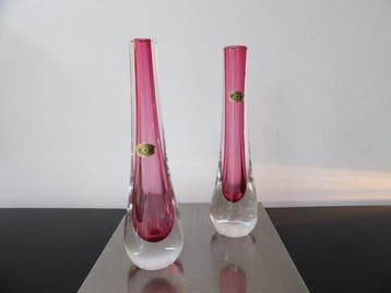 Val Saint Lambert - René Delvenne - Vaas (2) - Kristal, Antiek en Kunst