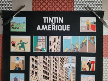 Hergé - Affiche cases Tintin en Amérique - TL 500 ex