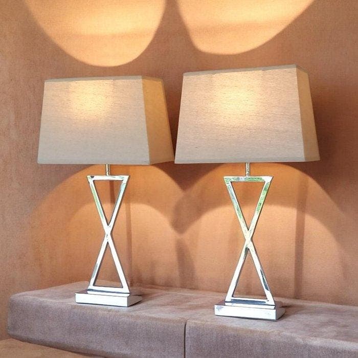 Lamp (2) - Chic & Design - Paris - Verzilverd metaal, Antiquités & Art, Curiosités & Brocante