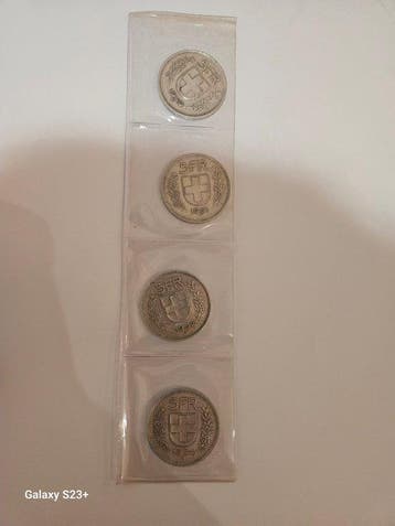 Zwitserland. 5 Francs 1949,1951 1952 fecha clave 1954, Postzegels en Munten