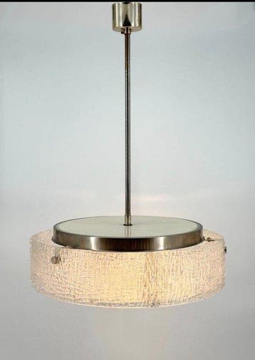 Lampe à suspendre - Chrome, Verre, verre de glace