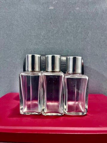 Art déco Ensemble de toilette (4) - Argent, Cristal , Cuir