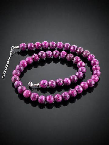 Met de hand gemaakte paarse shungietketting - 925