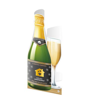 Champagne Kaart Samenwonen 18cm, Verzenden, Nieuw