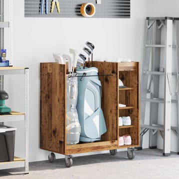 vidaXL Golfkast met wiel Effen Oudhout 90 x 45 x 98 cm, Sport en Fitness, Golf, Verzenden, Nieuw