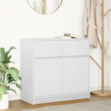 vidaXL Dressoir met lade 80x34x76 cm spaanplaat wit, Verzenden, Nieuw