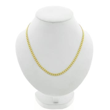 Gouden fantasieschakel collier (Ketting), Ophalen of Verzenden, Gebruikt, Goud, Goud
