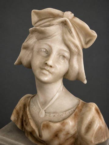 Buste, Buste van een jonge vrouw - 17 cm - Albast, Antiek en Kunst