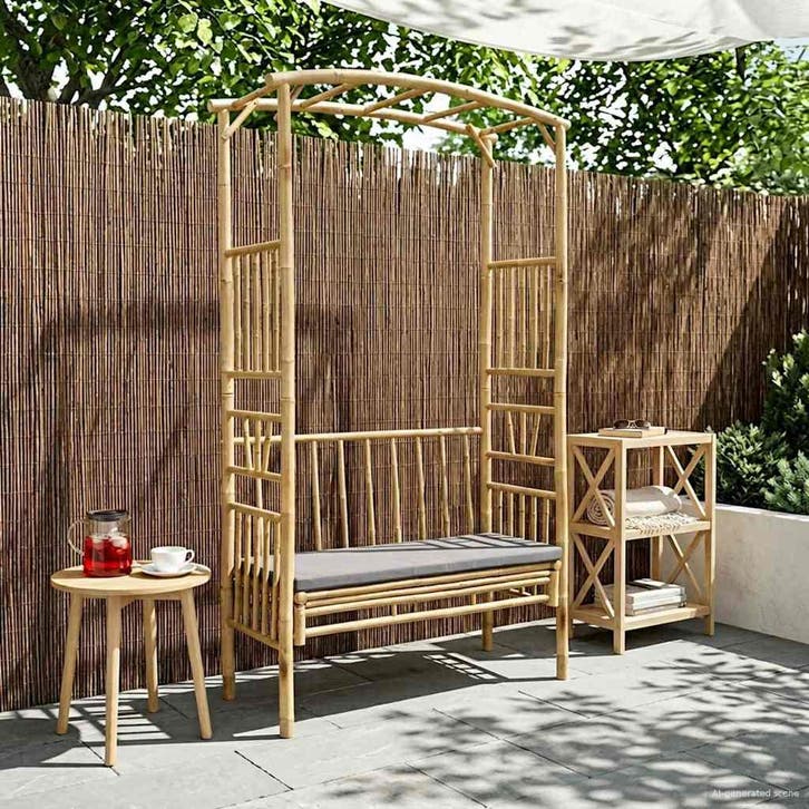 vidaXL Tuinboog met bank Donkergrijs 115 x 50 x 205 cm, Tuin en Terras, Palen, Balken en Planken, Nieuw, Verzenden