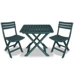 vidaXL 3-delige Bistroset inklapbaar kunststof groen, Tuin en Terras, Verzenden, Nieuw