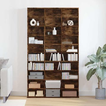 vidaXL Cd-kast 102x23x177,5 cm bewerkt hout gerookt, Huis en Inrichting, Woonaccessoires | Cd- en Dvd-rekken, Verzenden, Nieuw