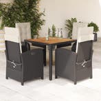 vidaXL 5-delige Tuinset met kussens poly rattan zwart, Verzenden, Nieuw, Tuinset