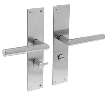 Deurklink Jura met schild WC63/8 geborsteld RVS - deurbes..., Doe-het-zelf en Bouw, Hang- en Sluitwerk, Ophalen of Verzenden, Nieuw