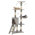 vidaXL Kattenkrabpaal met sisal krabpalen 138 cm grijs, Verzenden, Nieuw