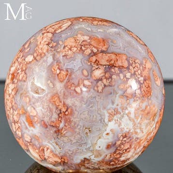 Agate Sakura vif avec des plumes couleur pêche et des, Collections