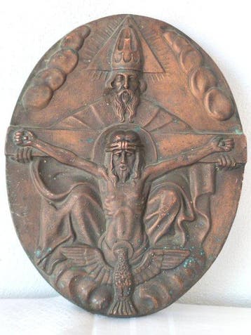 Reliëf, Holy Trinity - 29 cm - Koper