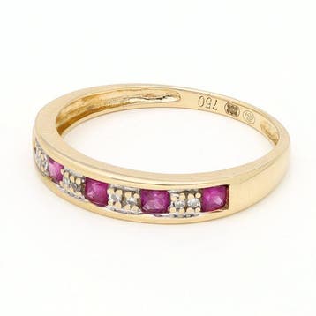 Bague - 18 carats Or jaune Diamant (Naturelle) - Robijn, Nieuw