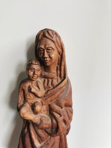 Statue, Maria/Madonna met kindje Jezus - 43.5 cm - Tilleul,