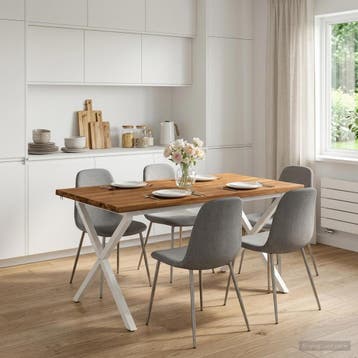 vidaXL Eettafel met levendige rand 140 x 70 x 75 cm Naturel, Maison & Meubles, Verzenden