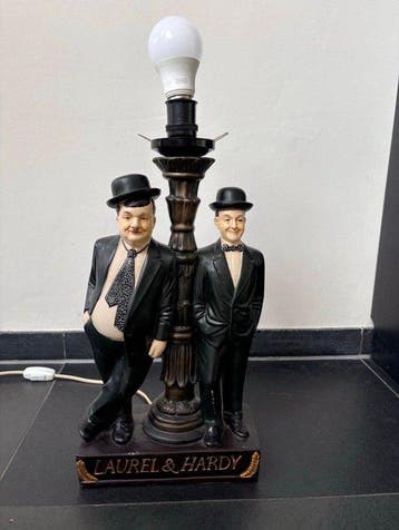 Tafellamp met beeldje - Hars - Laurel & Hardy