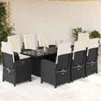 vidaXL 9-delige Tuinset poly rattan zwart, Verzenden, Nieuw, Tuinset