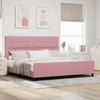 vidaXL Boxspring bed met hoofdeinde Roze 200 x 200 cm, Verzenden, Nieuw