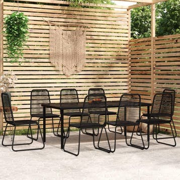 vidaXL 9-delige Tuinset zwart, Tuin en Terras, Verzenden, Nieuw, Tuinset