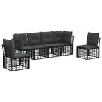 vidaXL Buiten bank set met kussen 6 pcs Zwart Polyester, Verzenden