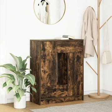 vidaXL Dressoir met lades en deuren 73x31x90 cm gerookt, Huis en Inrichting, Verzenden, Nieuw