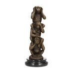 Statue, 3 Monkeys - 35 cm - Bronze, Marbre