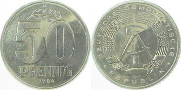 50 Pfennig Ddr 1984a, Verzenden, België