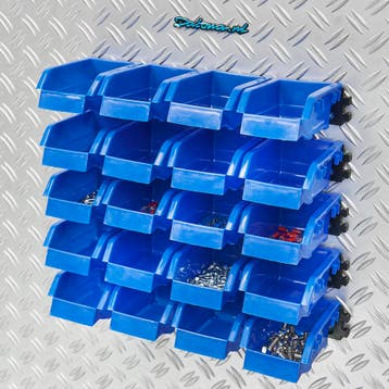 Datona 20-delige bakkenset met 5 muurrails - Datona - Blauw, Doe-het-zelf en Bouw, Ophalen of Verzenden, Nieuw