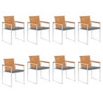 vidaXL Tuinstoelen 8 st met kussens massief acaciahout, Verzenden, Nieuw