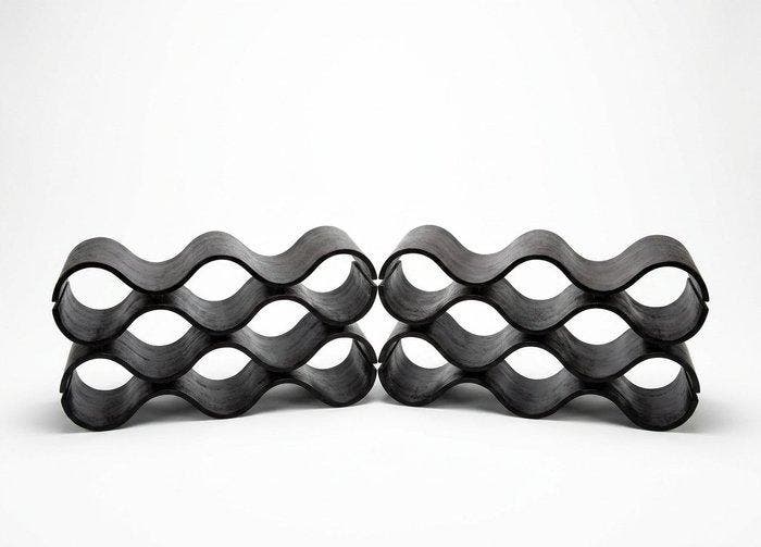 Wijnrek - Multiplex - Bentwood wijnrek, Antiquités & Art, Art | Objets design