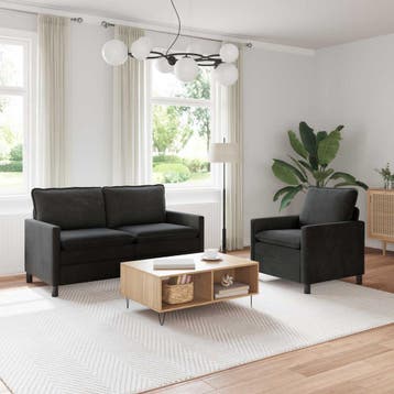 vidaXL bank / zetelstel 2 st Zwart Fluweel, Verzenden