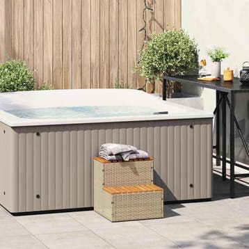 vidaXL Hottub-opstap 50x50x50,5cm poly rattan&massief, Verzenden, Nieuw