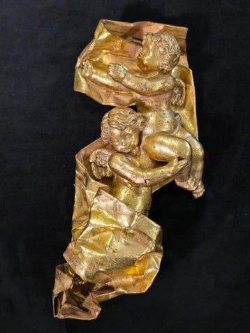 Sculpture, Coppia cherubini oro - 38 cm - Plâtre, Antiquités & Art
