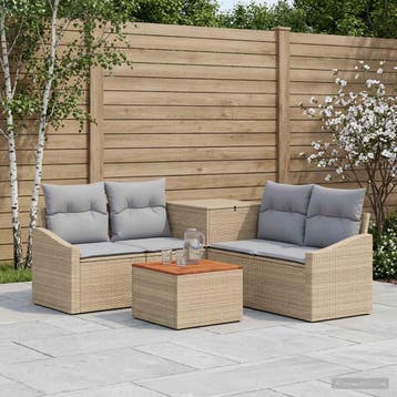 vidaXL Bankstel 6 st Beige en Lichtgrijs 55 x 55 x 37 cm, Verzenden, Nieuw