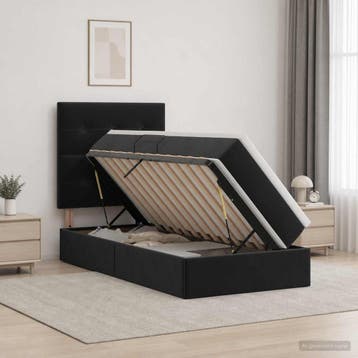 vidaXL Opslag bed met matras met hoofdeinde Zwart 100 x 200, Verzenden