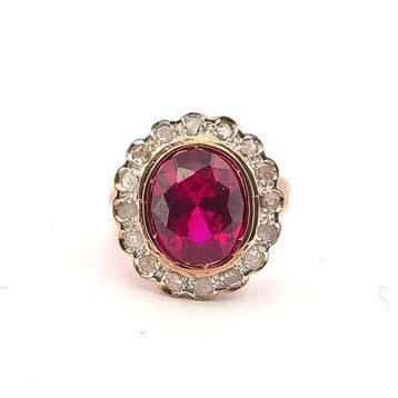 Zonder minimumprijs - Ring - 9 kt. Roségoud, Zilver Spinel -