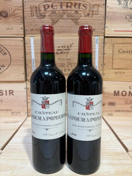 2008 & 2007 Château Latour à Pomerol - Pomerol - 2 Flessen, Verzamelen, Wijnen