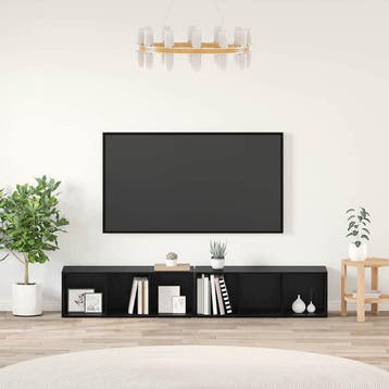 vidaXL Tv-meubelset 2 st Zwart Eiken Bewerkt hout, Verzenden