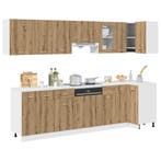vidaXL 11-delige Keukenkastenset Lyon bewerkt hout, Verzenden, Nieuw