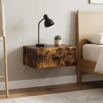 vidaXL Muurbevestigde Nachttafel 2 st Gerookt eiken 49 x, Verzenden