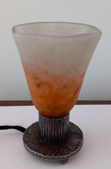 Lampe de bureau - Fer forgé - Verrerie Schneider