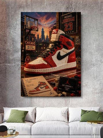 Shayer - Air Jordan 1 – Chicago Brick Dynasty - XL - 60x80cm, Nieuw