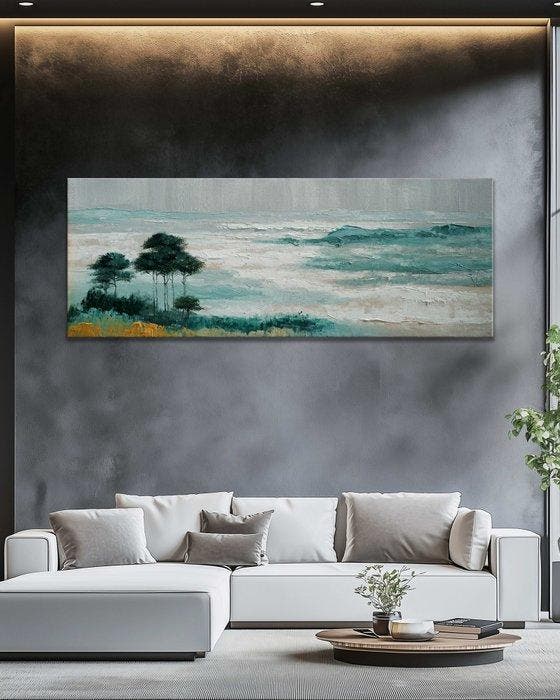 Clelia - Mist Over Emerald Tides, Antiquités & Art, Art | Peinture | Moderne