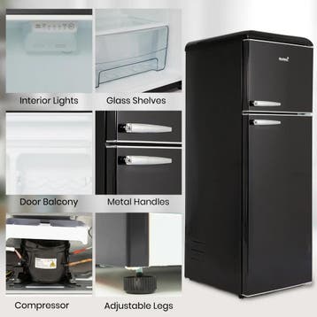 MaxxHome Retro Koelkast - Koel- en Vriescombinatie - 340..., Elektronische apparatuur, Koelkasten en IJskasten, Ophalen of Verzenden