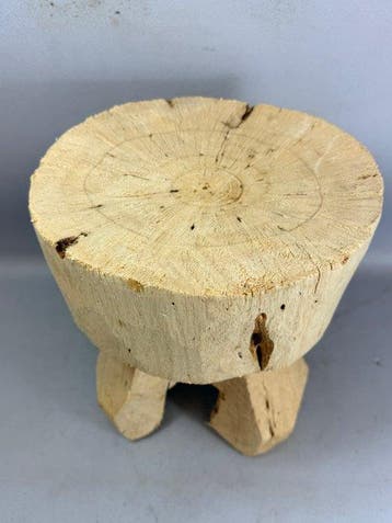 New three-legged light wood stool handmade in the Jimma