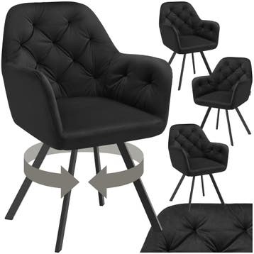 Fluwelen draaistoel Lucia, gestoffeerd - zwart, Set van 4, Huis en Inrichting, Stoelen, Verzenden